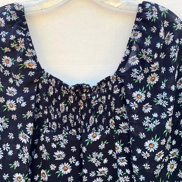 Princess Polly Womens Size 0 Delaney floral black mini dress balloon sleeves - Picture 9 of 11